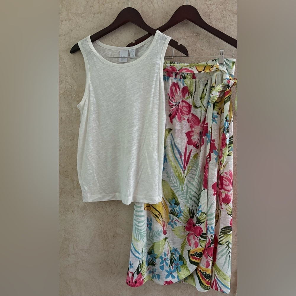 C.C California Linen Blend Skirt Set